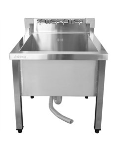 Commercial Stainless Steel Mop Sink with Low Rack &amp 2-in-1 Mop Holder 600x600x550mm | Stalwart DA-SMSJYLR6060