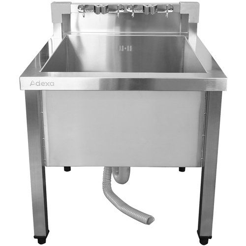 Commercial Stainless Steel Mop Sink with Low Rack &amp 2-in-1 Mop Holder 600x600x550mm | Stalwart DA-SMSJYLR6060