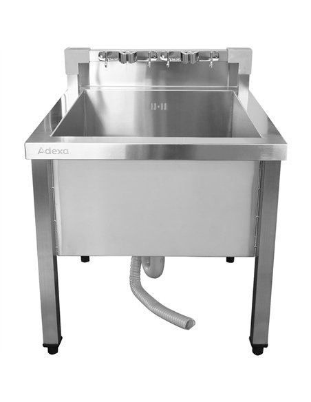 Commercial Stainless Steel Mop Sink with Low Rack &amp 2-in-1 Mop Holder 600x600x550mm | Stalwart DA-SMSJYLR6060