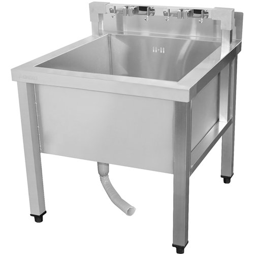 Commercial Stainless Steel Mop Sink with Low Rack &amp 2-in-1 Mop Holder 600x600x550mm | Stalwart DA-SMSJYLR6060