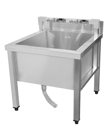 Commercial Stainless Steel Mop Sink with Low Rack &amp 2-in-1 Mop Holder 600x600x550mm | Stalwart DA-SMSJYLR6060
