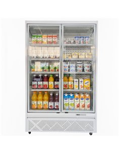 1196L Double Glass Door Upright Display Fridge – 1330 × 720 × 2030 mm White| Stalwart DA-LKL202