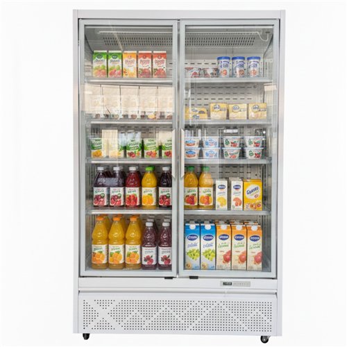 1196L Double Glass Door Upright Display Fridge – 1330 × 720 × 2030 mm White| Stalwart DA-LKL202
