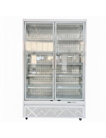 1196L Double Glass Door Upright Display Fridge – 1330 × 720 × 2030 mm White| Stalwart DA-LKL202
