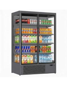 1196L Double Glass Door Upright Display Fridge – 1330 × 720 × 2030 mm Grey| Stalwart DA-LKL206
