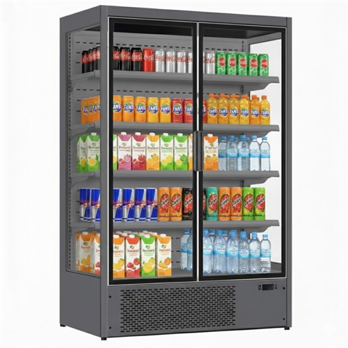 1196L Double Glass Door Upright Display Fridge – 1330 × 720 × 2030 mm Grey| Stalwart DA-LKL206