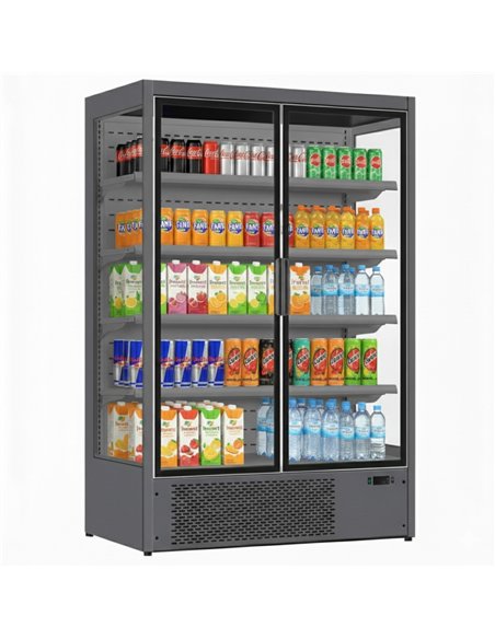 1196L Double Glass Door Upright Display Fridge – 1330 × 720 × 2030 mm Grey| Stalwart DA-LKL206