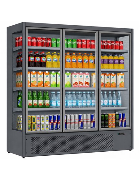 1715L Triple Glass Door Upright Display Refrigerator – 1880 × 720 × 2030 mm Grey| Stalwart DA-LKL212