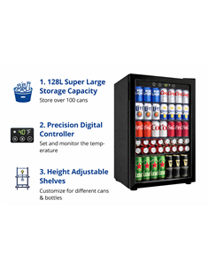 128L Glass Door Beverage Cooler 519 × 543 × 798 mm| Stalwart DA-JC128VELF 2