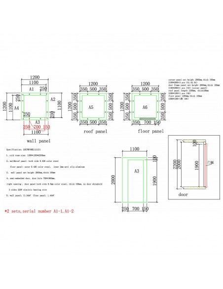Modular Walk-In Cold Room Kit with Wall-Mounted Refrigeration Unit – Commercial Refrigerated Storage System 1200×1200×2200mm | S