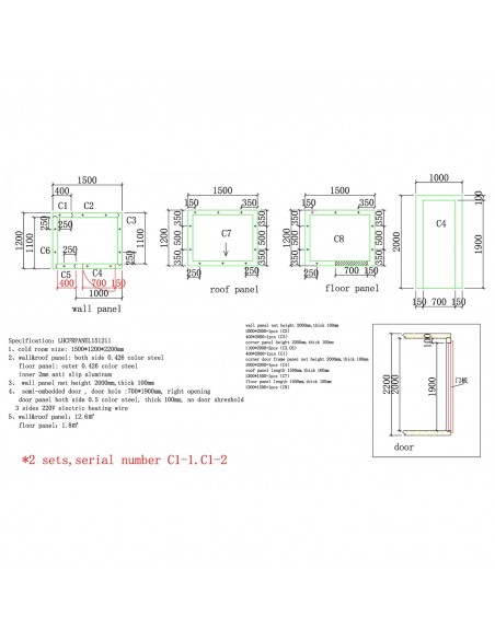 Modular Walk-In Cold Room Kit with Wall-Mounted Refrigeration Unit – Commercial Refrigerated Storage System 1500×1200×2200mm | S