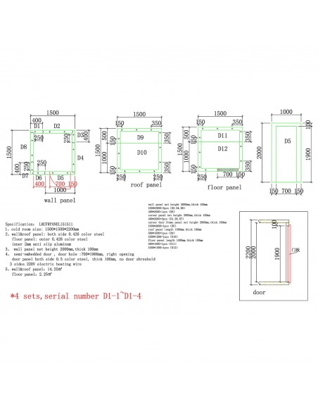 Modular Walk-In Cold Room Kit with Wall-Mounted Refrigeration Unit – Commercial Refrigerated Storage System 1500×1500×2200mm | S