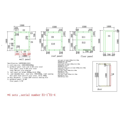 Modular Walk-In Cold Room Kit with Wall-Mounted Refrigeration Unit – Commercial Refrigerated Storage System 1500×1800×2200mm | S