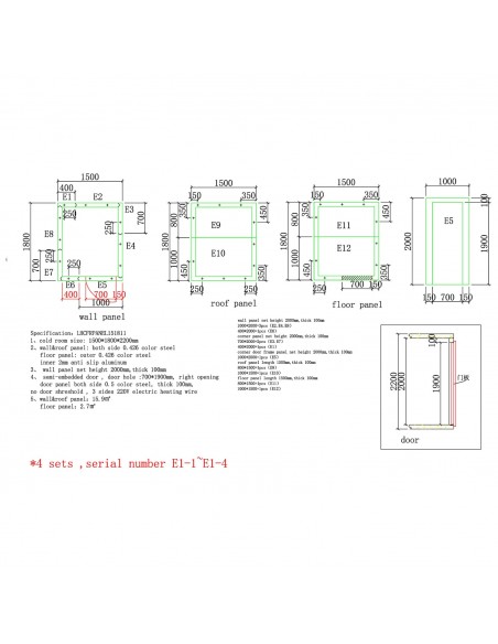 Modular Walk-In Cold Room Kit with Wall-Mounted Refrigeration Unit – Commercial Refrigerated Storage System 1500×1800×2200mm | S