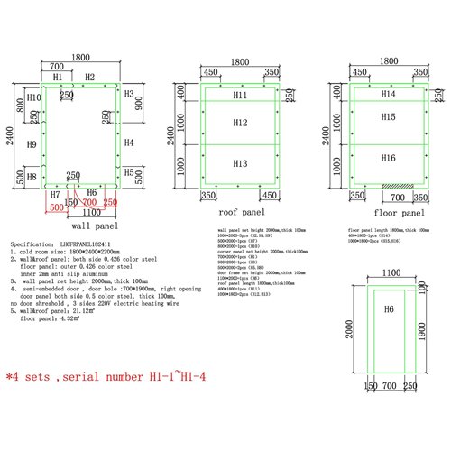 Modular Walk-In Cold Room Kit with Wall-Mounted Refrigeration Unit – Commercial Refrigerated Storage System 1800×2400×2200mm | S