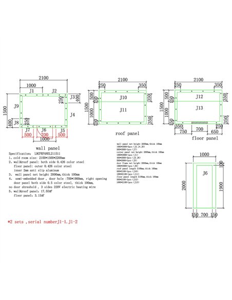 Modular Walk-In Cold Room Kit with Wall-Mounted Refrigeration Unit – Commercial Refrigerated Storage System 2100×1500×2200mm | S