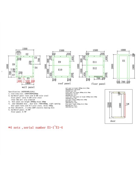 Modular Walk-In Freezer Room Kit with Wall-Mounted Refrigeration Unit – Commercial Frozen Storage System 1500×1800×2200mm | Stal