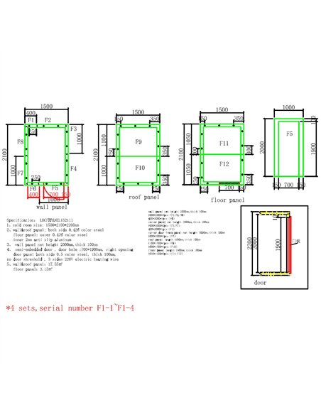Modular Walk-In Freezer Room Kit with Wall-Mounted Refrigeration Unit – Commercial Frozen Storage System 1500×2100×2200mm | Stal