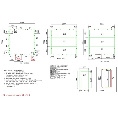 Modular Walk-In Freezer Room Kit with Wall-Mounted Refrigeration Unit – Commercial Frozen Storage System 3000×3000×2200mm | Stal