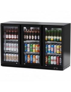 Back bar cooler 3 hinged doors 312 litres Black | 1335 x 510 x 895