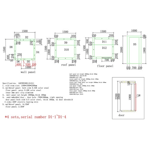 Modular Walk-In Freezer Room Kit with...