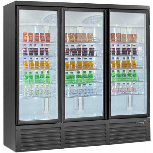 Commercial Display Refrigerator with Triple Glass door 1530 litres Black | Stalwart DA-KXG1880