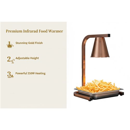 Commercial Food Warmer GN1/2 – 1 Heating Lamp 230×560×305 mm 250W Gold| Stalwart DA-EWL03G1