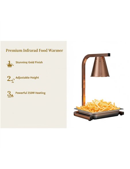 Commercial Food Warmer GN1/2 – 1 Heating Lamp 230×560×305 mm 250W Gold| Stalwart DA-EWL03G1