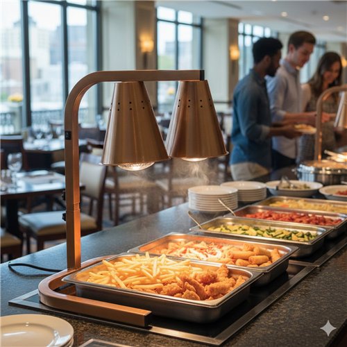 Commercial Food Warmer GN1/2 – 2 Heating Lamps 430×560×305 mm 500W Gold| Stalwart DA-EWL03G2