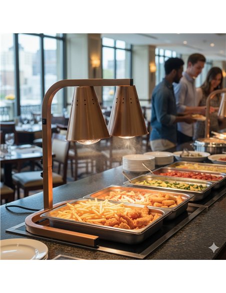 Commercial Food Warmer GN1/2 – 2 Heating Lamps 430×560×305 mm 500W Gold| Stalwart DA-EWL03G2