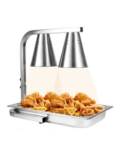 Commercial Food Warmer GN1/2 – 2 Heating Lamps 430×560×305 mm 500W Silver| Stalwart DA-EWL03S2