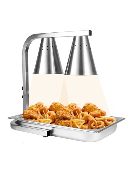 Commercial Food Warmer GN1/2 – 2 Heating Lamps 430×560×305 mm 500W Silver| Stalwart DA-EWL03S2