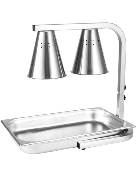 Commercial Food Warmer GN1/2 – 2 Heating Lamps 430×560×305 mm 500W Silver| Stalwart DA-EWL03S2