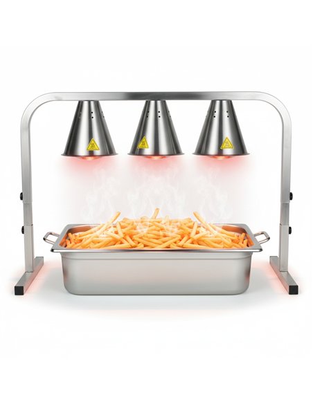 Commercial Food Warmer GN1/1 – 3 Heating Lamps 660×660×560 mm 750W Silver| Stalwart DA-EWL03S3