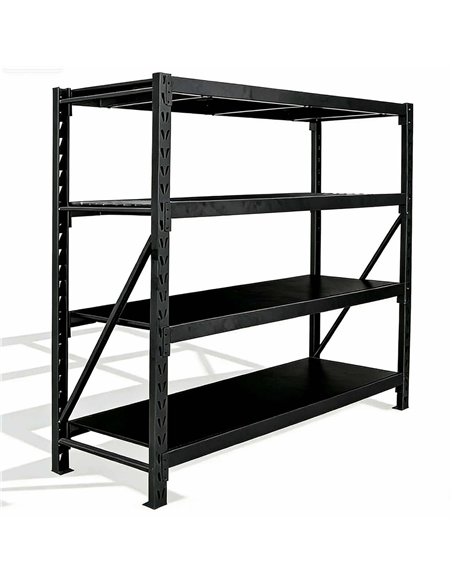 Long Span Warehouse Racking 1500x600x2000mm 4 Shelves Black | Stalwart DA-FUJI409BLACK