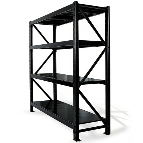 Long Span Warehouse Racking 1500x600x2000mm 4 Shelves Black | Stalwart DA-FUJI409BLACK