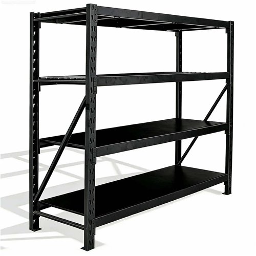 Long Span Warehouse Racking 2000x600x2000mm 4 Shelves Black | Stalwart DA-FUJI410BLACK