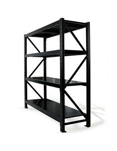 Long Span Warehouse Racking 2000x600x2000mm 4 Shelves Black | Stalwart DA-FUJI410BLACK 2
