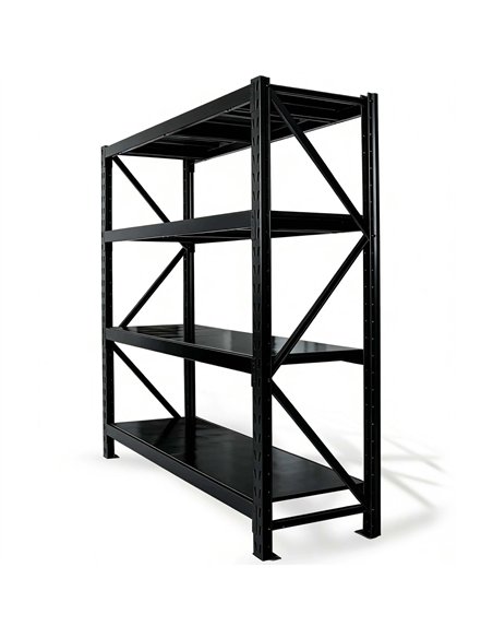 Long Span Warehouse Racking 2000x600x2000mm 4 Shelves Black | Stalwart DA-FUJI410BLACK