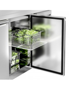 Commercial 4 Door Counter Fridge – 560Ltr GN 1/1 Stainless Steel Prep Fridge with Upstand | Heavy Duty Catering Refrigeration 2