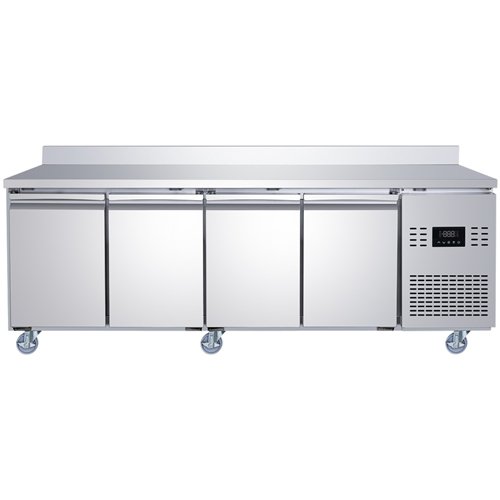 Commercial 4 Door Counter Fridge - Stainless Steel Prep Fridge 2239×700×950mm | Stalwart DA-SUP106
