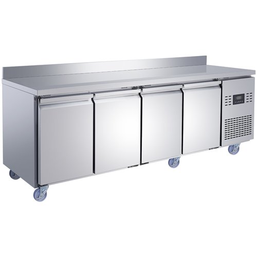 Commercial 4 Door Counter Fridge - Stainless Steel Prep Fridge 2239×700×950mm | Stalwart DA-SUP106