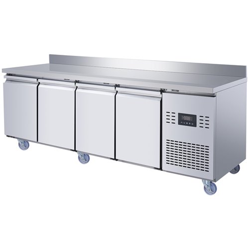 Commercial 4 Door Counter Fridge - Stainless Steel Prep Fridge 2239×700×950mm | Stalwart DA-SUP106