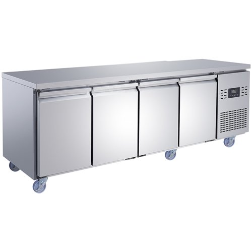 Commercial 4 Door Counter Fridge - Stainless Steel Prep Fridge 2239×700×850mm | Stalwart DA-SUP118