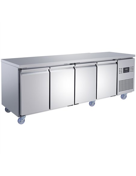 Commercial 4 Door Counter Fridge - Stainless Steel Prep Fridge 2239×700×850mm | Stalwart DA-SUP118