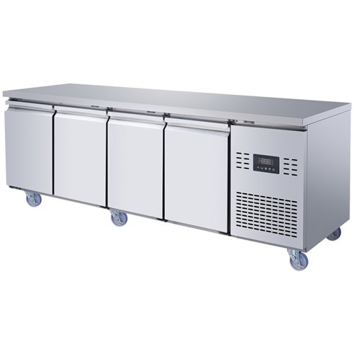 Commercial 4 Door Counter Fridge - Stainless Steel Prep Fridge 2239×700×850mm | Stalwart DA-SUP118