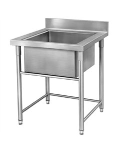 Commercial Single Bowl Stainless Steel Sink with Splashback 700×760×1030 (880+150) mm | Stalwart DA-DAVS108