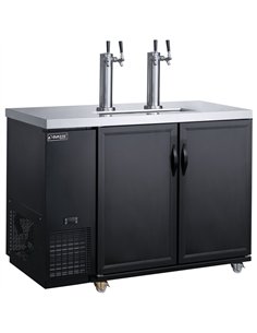 Professional Double Tap Beer Dispenser 2 Door Bottle Cooler 453L 1267×705×1216mm Black | Stalwart DA-DKB48M2