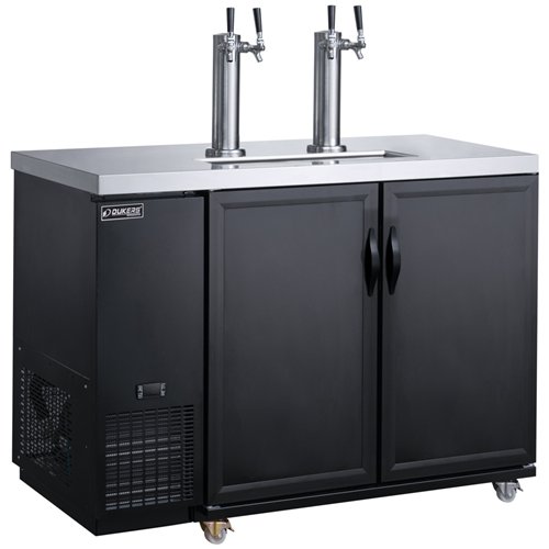 Professional Double Tap Beer Dispenser 2 Door Bottle Cooler 453L 1267×705×1216mm Black | Stalwart DA-DKB48M2