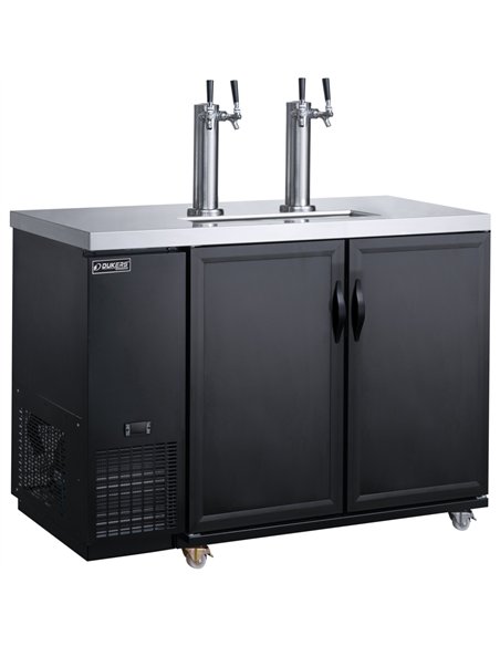 Professional Double Tap Beer Dispenser 2 Door Bottle Cooler 453L 1267×705×1216mm Black | Stalwart DA-DKB48M2